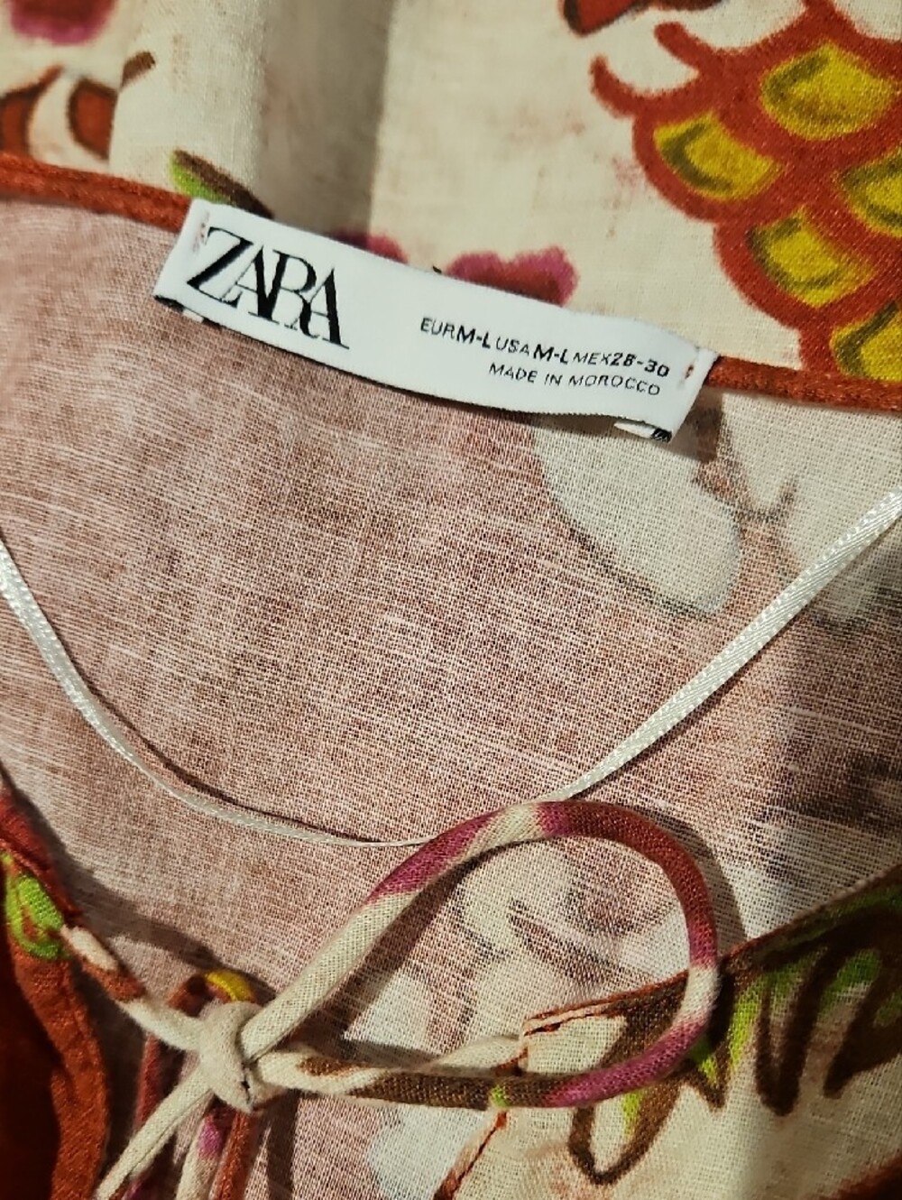Zara Cotton Linen Floral Wide Sleeve Tunic 0135 - Picture 5 of 9